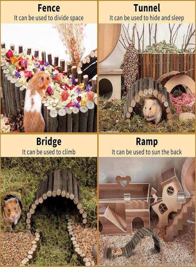 Moncer Hamster Bridges, Wooden Hamster Suspension Bridge Toy Chewable Fence Climbing Wooden Bridge Toy for Hamsters Mice Mouse Gerbils - Image 2
